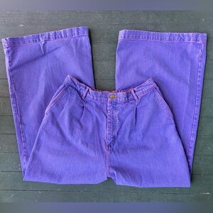 Big Bud Press Overdyed Wide Leg Denim Trousers - L - Faded Grape